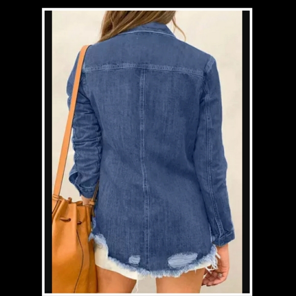 💙Ripped Denim Jacket💙 - Picture 2 of 4